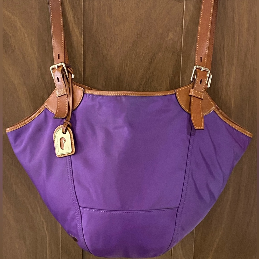 Dooney & Bourke Nylon Medium Purple Valerie Shoulder Bag - Picture 3 of 15